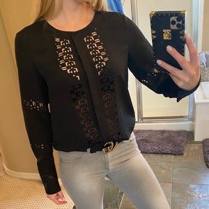 Michael Stars black laser cut blouse size small